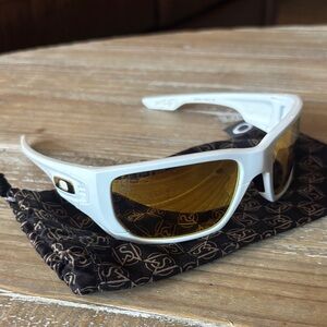 Oakley Style Switch Polarized White Sunglasses with Yellow Lenses